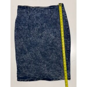 Judy Blue Acid Wash Denim Pencil Skirt High Waist Midi Slit Size 2XL